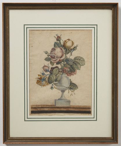 Early Formal Watercolor Still Life dated Dec. 1823