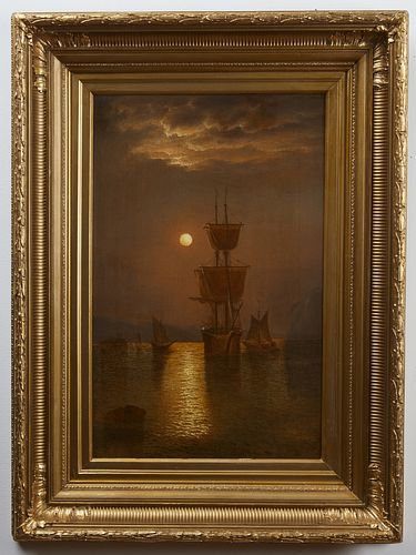 Moonlight Harbor Scene Painting