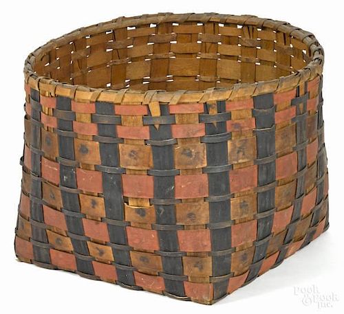Woodlands Indian painted basket, 19th c., 12 1/