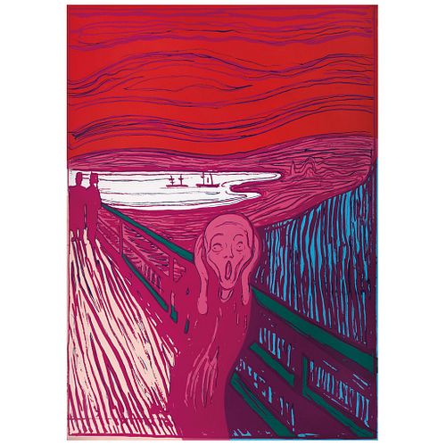 ANDY WARHOL, IIIA.58 (c): The scream (After Munch), Stamp on back, Serigraphy of the 1500 edition, 35.4 x 25.1" (90 x 64 cm)
