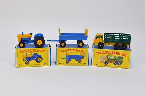 3PC Lesney Matchbox Ford Tractor Stake Truck Group