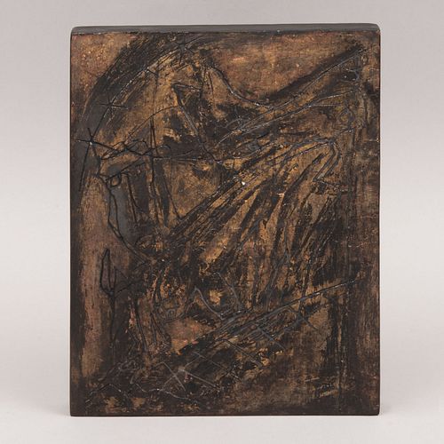 ALEJANDRO SANTIAGO "Tablita" Firmada al reverso En madera grabada 20 x 24.5 cm