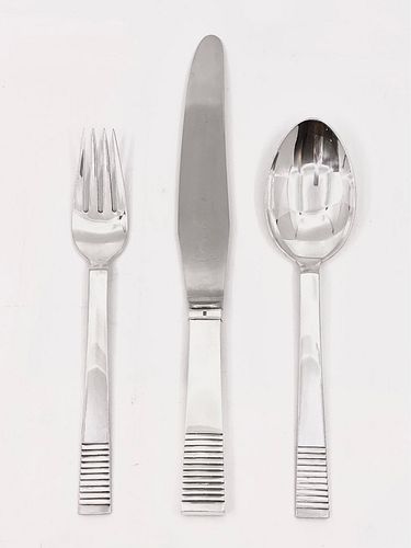Georg Jensen Parallel Dinner Silverware Service for Six Persons