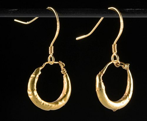 Matched Pair of Roman Gold Hoop Earrings