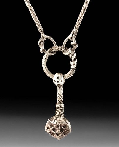 Viking Silver Necklace with Thor's Hammer