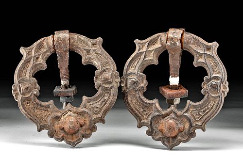 Pair of 17th C. German Iron Door Knockers