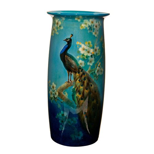 Royal Doulton H. Allen Titanian Ware Vase, Peacock