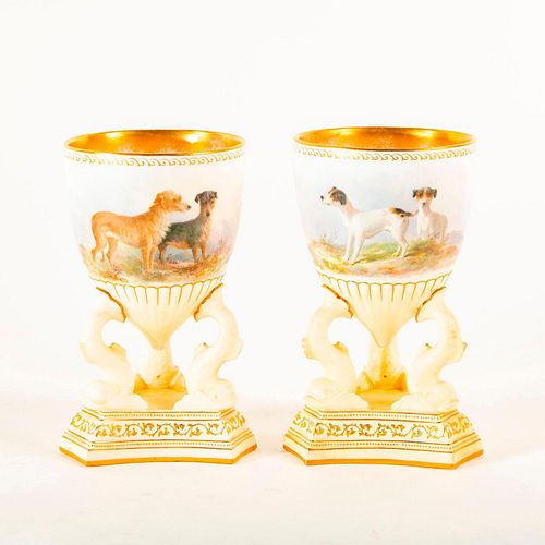 Pair Of Doulton Henry Mitchell Vases, Dogs