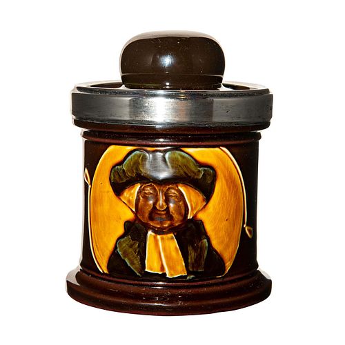 Royal Doulton Tobacco Jar in Kingsware Glaze with Silver Rim