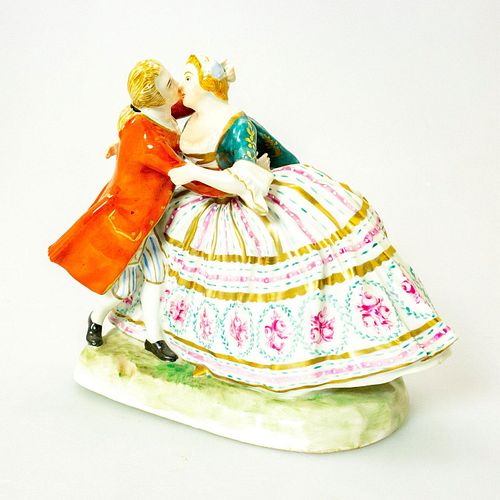 Dresden Porcelain Figural Group, Couple Kissing