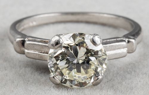 GIA 1.42 Ct Round Brilliant-Cut Diamond Plat Ring