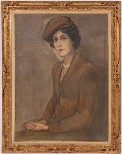 Illegibly Signed "Portrait of Lady" Oil on Canvas