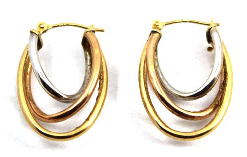 Jacmel Mauritius Designer 14K Tri-Gold Earrings