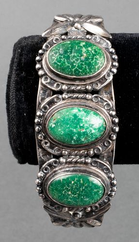 Native American Navajo Silver Turquoise Bracelet