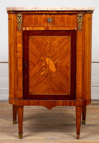 Louis XVI Style Inlaid Cabinet With Marble Top