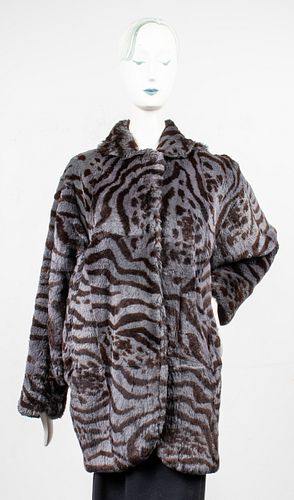 Carole Little Striped Faux Fur Coat