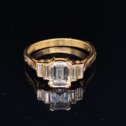 18K Baguette Diamond Engagement Ring
