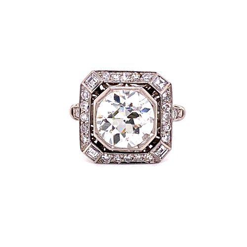 Art Deco Platinum Engagement Diamond RingÂ 