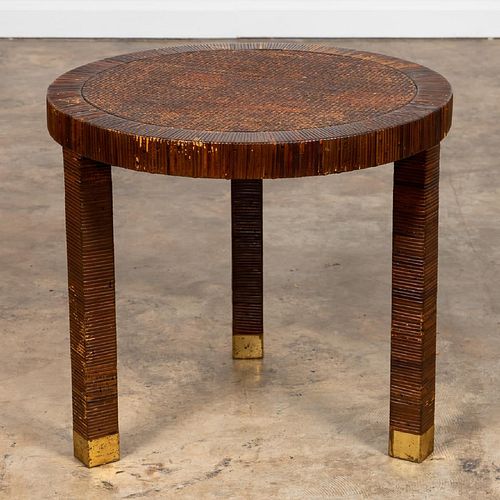 ATTR: BIELECKY BROTHERS ROUND CANE END TABLE