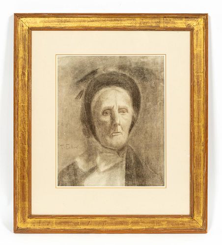THOMAS EAKINS PORTRAIT OF A LADY, CHARCOAL, FRAMED