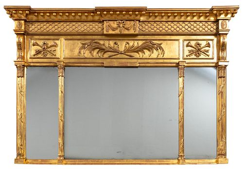 NEOCLASSICAL STYLE GILTWOOD OVERMANTEL MIRROR