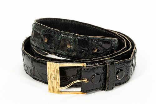 CARTIER 14K YELLOW GOLD AND LEATHER BELT