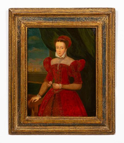 MARY QUEEN OF SCOTS, OIL ON PANEL, GILTWOOD FRAME