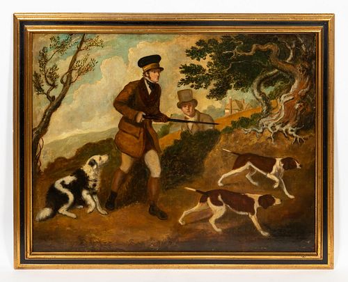 19TH C, ENGLISH HUNTING SCENE, OIL ON CANVAS