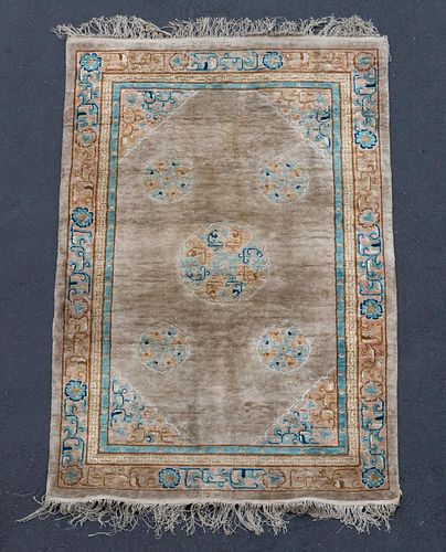 HAND WOVEN CHINESE SILK CARPET, APPROX 6' 1" X 4'