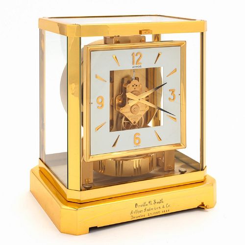 JAEGER LECOULTRE "ATMOS" SQUARE DIAL BRASS CLOCK