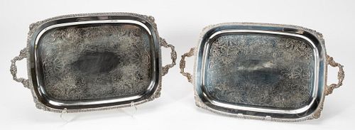 PAIR, SILVERPLATE SERVING TRAYS, THEODORE STARR