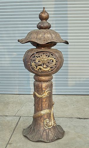 Tall Chinese Bronze Lantern