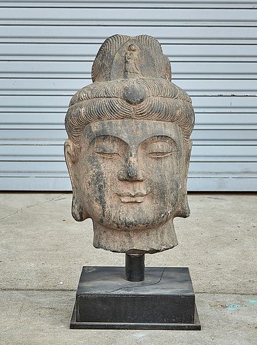Chinese Carved Stone Buddha's Head