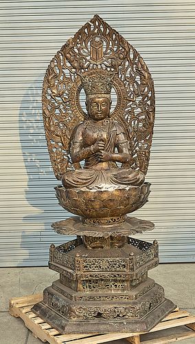 Elaborate Chinese Bronze Seated Guanyin