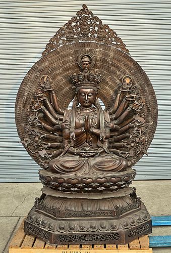 Large Chinese Bronze Thousand Armed Guanyin