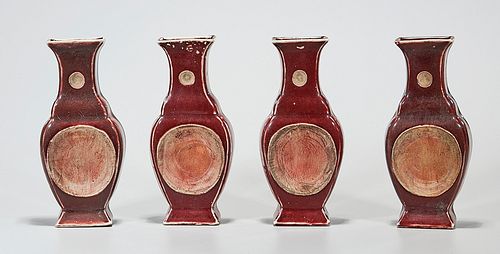 Group of Four Chinese Oxblood Porcelain Ink Stands