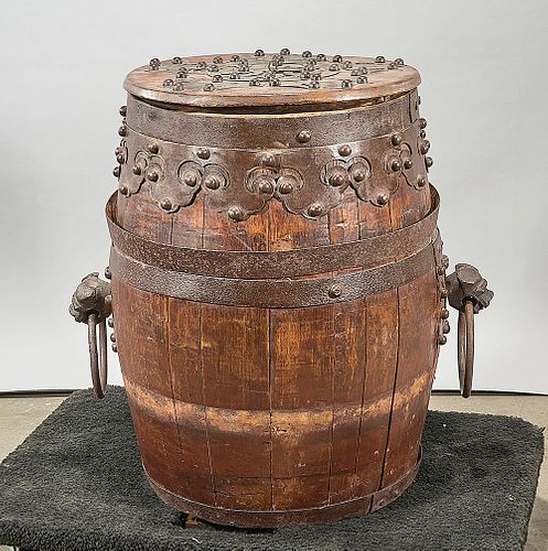 Antique Chinese Wood Barrel