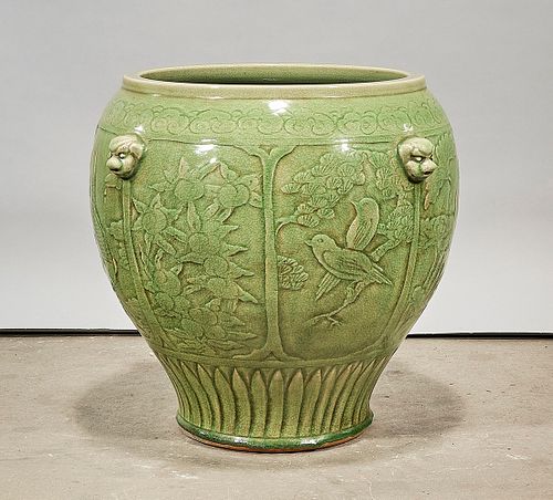 Chinese Green Glazed Porcelain Jardiniere