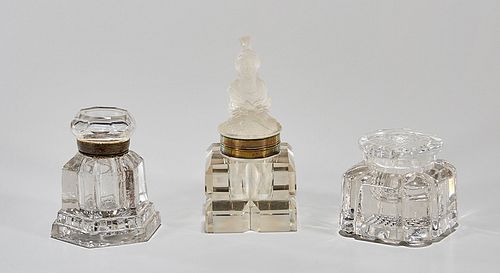 Group of Three Cut Glass Inkwells