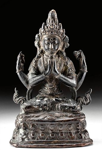 19th C. Sino Tibetan Brass Vishnu Statue