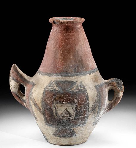 19th C. Algerian Berber Kabyle Polychrome Water Amphora