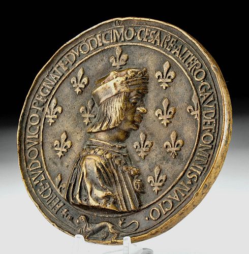 French Renaissance Bronze Medal - King Louis XII, 1499