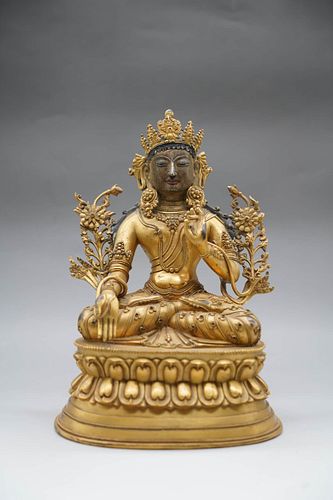 A Gilding Copper Sitting Guanyin Bodhisattva Statue