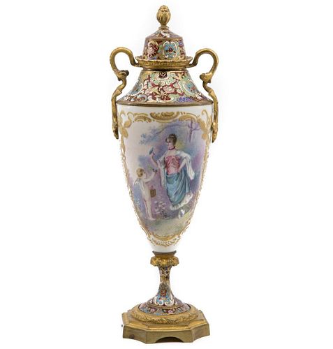 19th century sevres hand painted covered urn