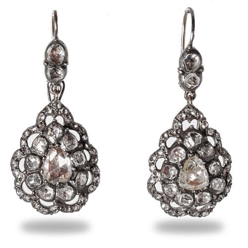 Magnificent Set of Rose Cut Diamond Earrings