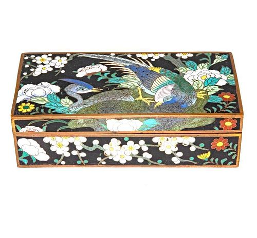 Asian signed cloisonne antique lidded box