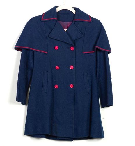 Vintage Wool Sailor Collar Double Breasted Cape/Coat