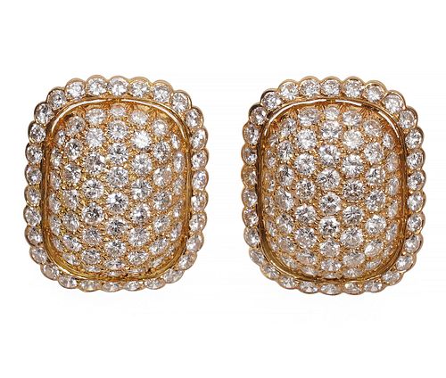 Cartier Pave Diamond & 18K YG Clip On Earrings
