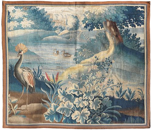 18th C. Flemish Verdure Vibrant Tapestry