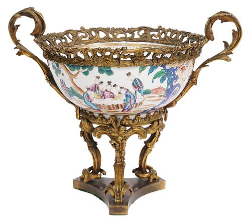 Chinese Export Bronze Mounted Pedestal Bowl